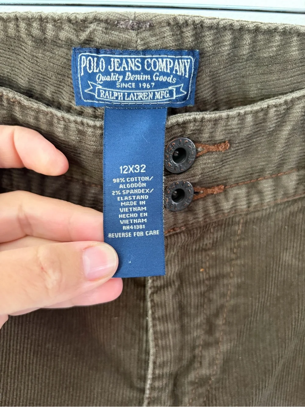 Ralph Lauren Polo Jeans Company Wendy Jean Brown Corduroy Bootcut‎ Pants Size 12